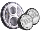 HogLights Australia Headlights Chrome 7" 80w & 4.5" Aux HogLight Bundle for Indian 2020+